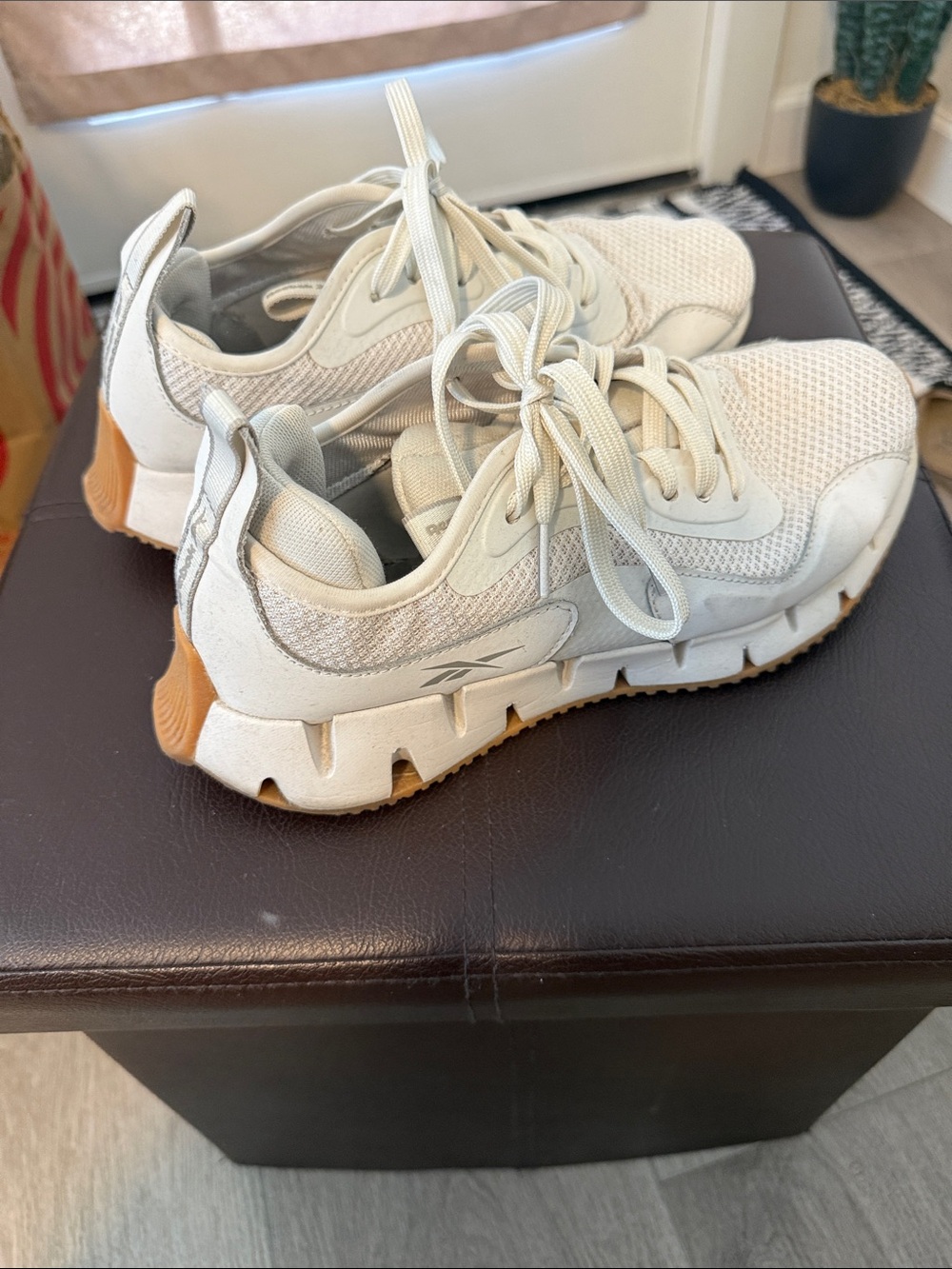 Reebok Athletic Sneakers in Off-White with Gum Soles